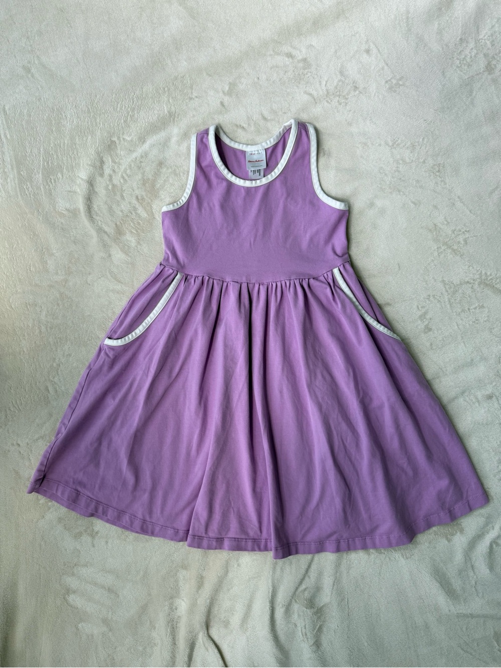 Hanna Andersson Lavender Tank Dress with White Trim
